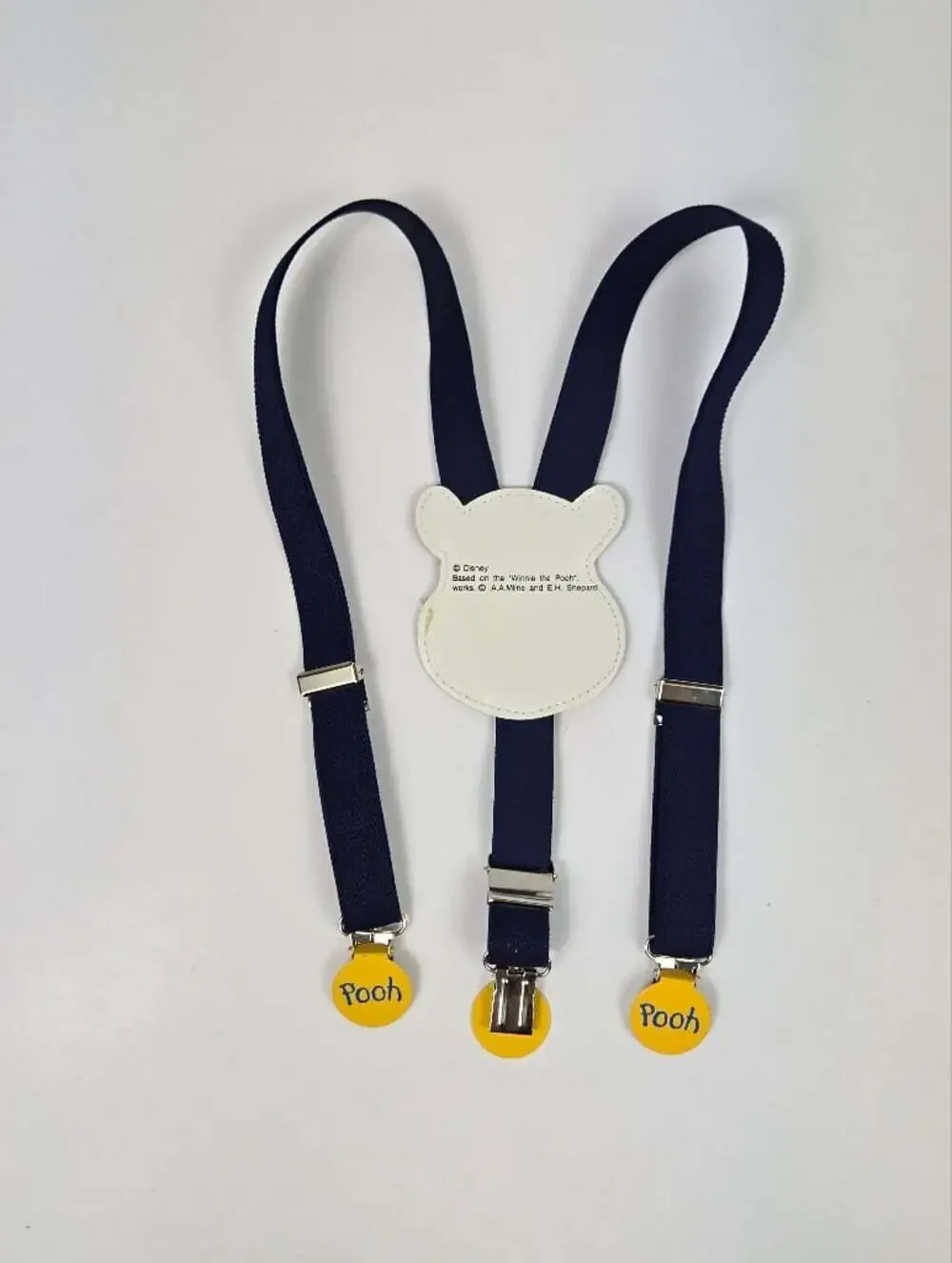 Disney Winnie the Pooh Kids Suspenders Navy Yellow Adjustable Clips